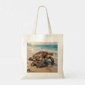 Sea Turtle and Baby Illustration  トートバッグ (裏面)