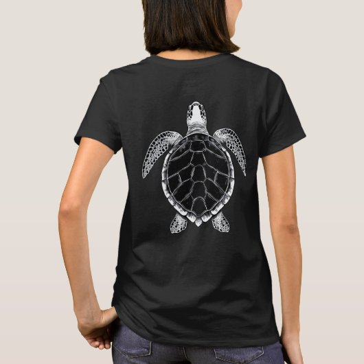 Sea turtle b/w tシャツ (裏面)