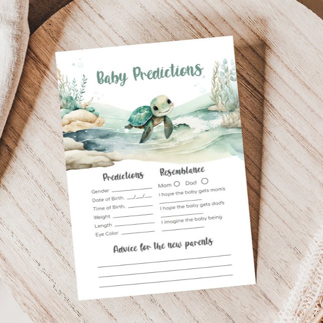 Sea Turtle Baby Shower Baby Predictions Game (Sea Turtle Baby Shower Game)