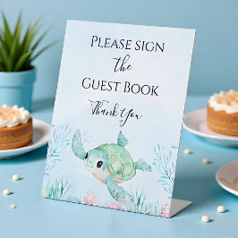 Sea Turtle Baby Shower (Blue) Table Sign 台座サイン