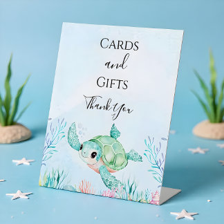 Sea Turtle Baby Shower (Blue) Table Sign 台座サイン