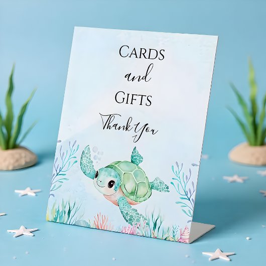Sea Turtle Baby Shower (Blue) Table Sign 台座サイン