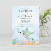 Sea Turtle Baby Shower Invitation - Pink 招待状 (スタンド正面)