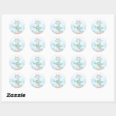 Sea Turtle Baby Shower Round Stickers ラウンドシール (シート)