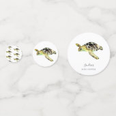 Sea Turtle Baby Shower Watercolor Minimal コンフェッティ (正面)