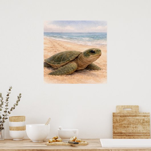Sea Turtle Beach  ポスター (キッチン)