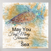 Sea Turtle Beach Art Quote ポスター (正面)