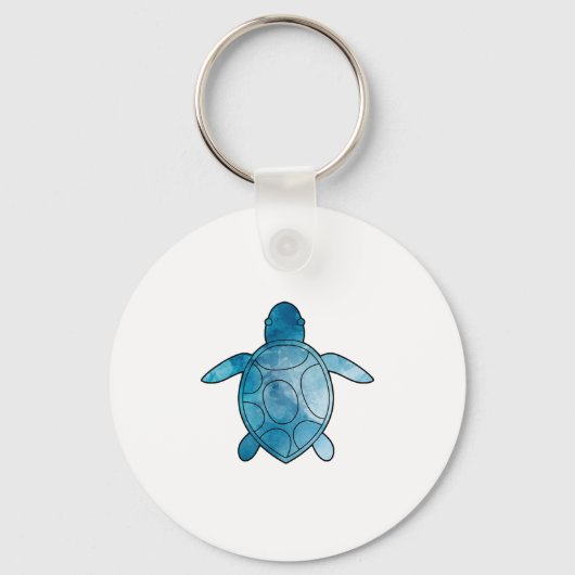 Sea Turtle blue watercolor キーホルダー (正面)
