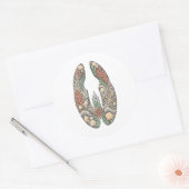 Sea Turtle Botanical Track Nature Sticker ラウンドシール (封筒)