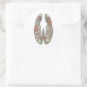Sea Turtle Botanical Track Nature Sticker ラウンドシール (バッグ)