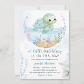Sea Turtle Boy Baby Shower Cute Little Hatchling 招待状 (正面)