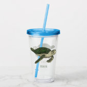 Sea turtle cartoon illustration アクリルタンブラー (裏面)