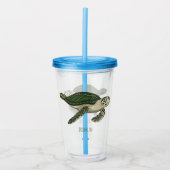 Sea turtle cartoon illustration アクリルタンブラー (正面)