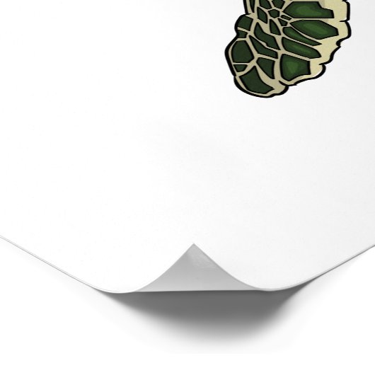 Sea turtle cartoon illustration ポスター (角)