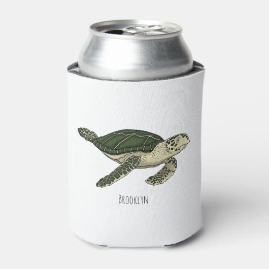 Sea turtle cartoon illustration  缶クーラー (缶正面)