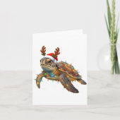 Sea Turtle Christmas Lights Funny Santa Hat Men Wo カード (正面)