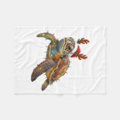 Sea Turtle Christmas Lights Funny Santa Hat Men Wo フリースブランケット (正面(横))