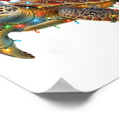 Sea Turtle Christmas Lights Funny Santa Hat Men Wo ポスター (角)