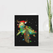 Sea Turtle Christmas Lights Funny Santa Hat Merry カード (正面)