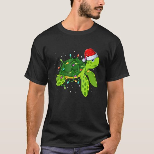 Sea Turtle Christmas Lights  Santa Hat Merry Chris Tシャツ (正面)
