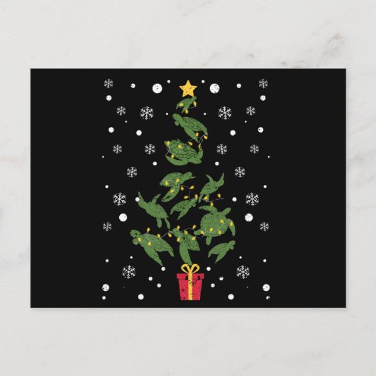 Sea turtle Christmas tree animal Xmas PJs ポストカード (正面)