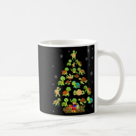 Sea Turtle Christmas Tree Matching Family Xmas Tre コーヒーマグカップ (右)