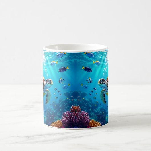 Sea Turtle Colorful Underwater Scene   コーヒーマグカップ (中央)