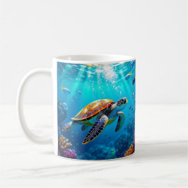 Sea Turtle Colorful Underwater Scene コーヒーマグカップ