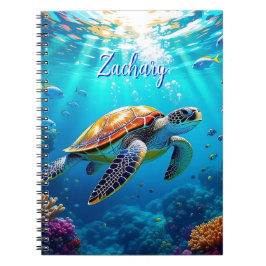 Sea Turtle Colorful Underwater Scene ノートブック