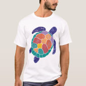 Sea Turtle Colourful Distressed Style Turtle Tシャツ (正面)