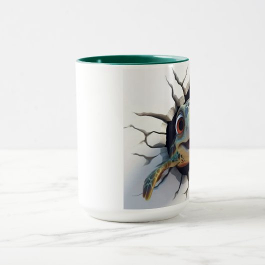 Sea turtle coming out of wall マグカップ (中央)