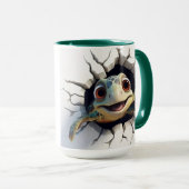 Sea turtle coming out of wall マグカップ (正面右)