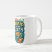 Sea Turtle & Coral Art コーヒーマグカップ (正面右)