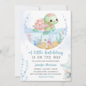 Sea Turtle Girl Baby Shower Cute Little Hatchling 招待状 (正面)