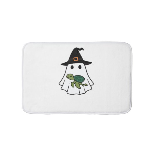Sea Turtle Halloween Ghost Witch Hat Animal Lovers バスマット (正面)