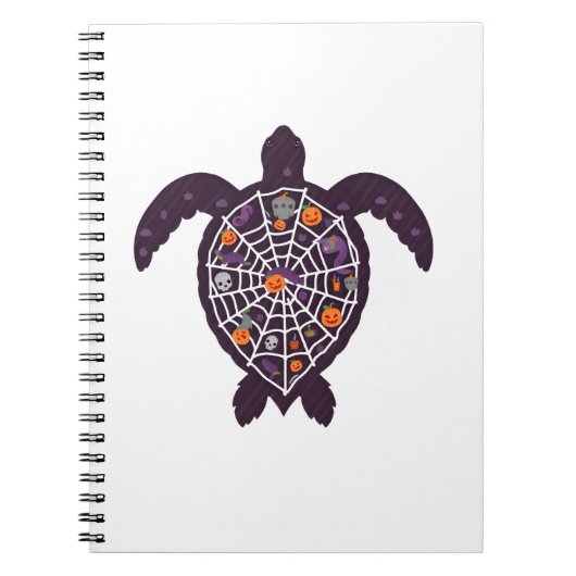 Sea Turtle Halloween Spider-web Pumpkin Ghost Hall ノートブック (正面)