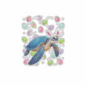 Sea Turtle Happy Easter Egg Hunt Bunny Ear Sea Tur シール (正面)