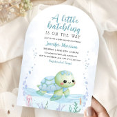 Sea Turtle Hatchling Baby Shower Boy Blue Arch 招待状