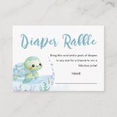 Sea Turtle Hatchling Baby Shower Diaper Rafflle エンクロージャーカード (正面)