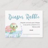 Sea Turtle Hatchling Baby Shower Diaper Rafflle エンクロージャーカード (正面)