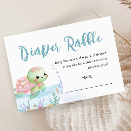 Sea Turtle Hatchling Baby Shower Diaper Rafflle エンクロージャーカード