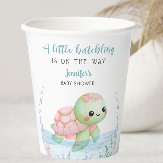 Sea Turtle Hatchling Baby Shower Girl Paper Cups 紙コップ