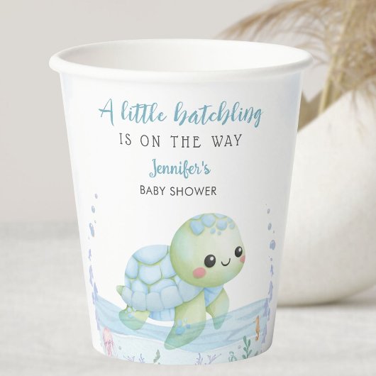 Sea Turtle Hatchling Boy Baby Shower Paper Cups 紙コップ