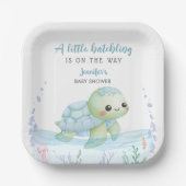 Sea Turtle Hatchling Boy Baby Shower Paper Plates ペーパープレート (正面)