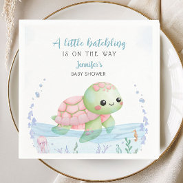 Sea Turtle Hatchling Girl Baby Shower Paper Napkin スタンダードカクテルナプキン