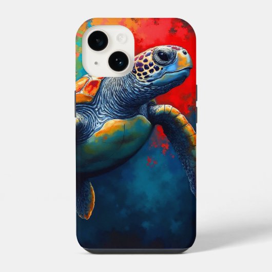 Sea Turtle in Deep Sea iPhoneケース (裏面)