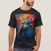 Sea Turtle in Deep Sea Tシャツ (正面)