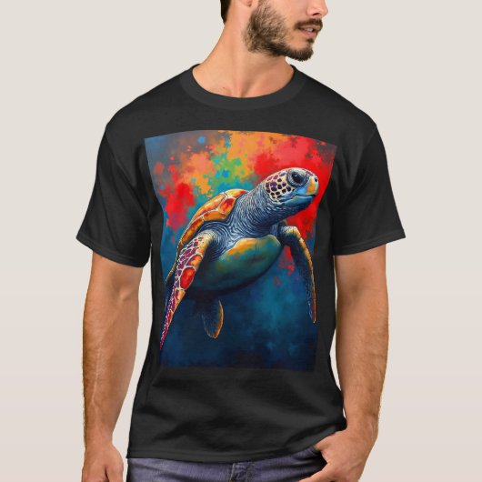 Sea Turtle in Deep Sea Tシャツ (正面)