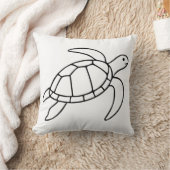 Sea Turtle Line Art – Minimalist Marine Animal クッション (ブランケット)