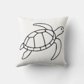 Sea Turtle Line Art – Minimalist Marine Animal クッション (裏面)